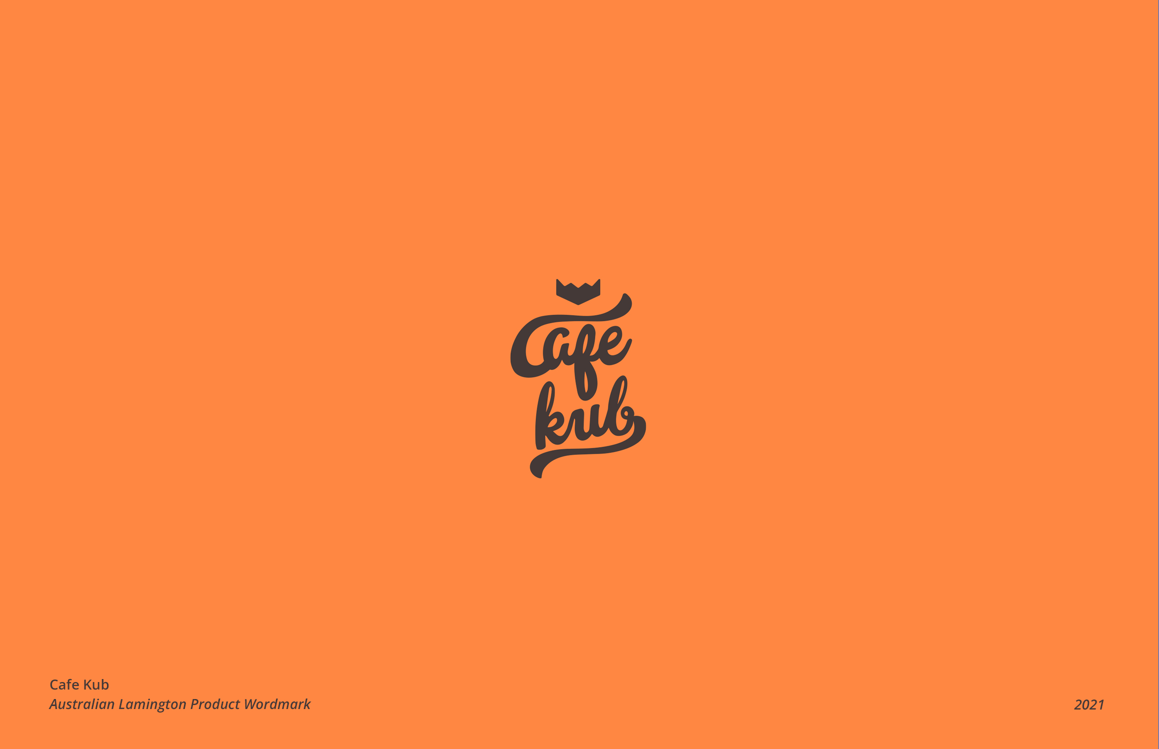 cafe kub brown logo on orange background