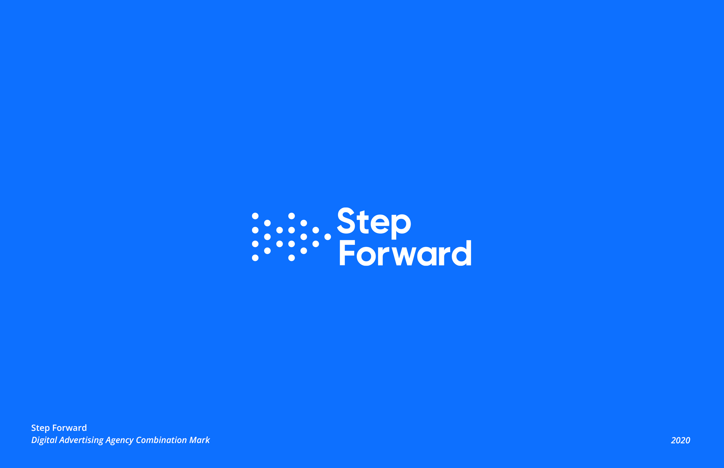 step forward pr white logo on blue background